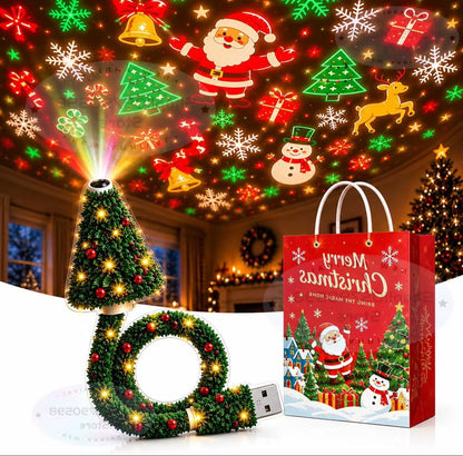 2027Christmas Projector Light, Plug and Play USB Xmas Night Light with 6 Patterns