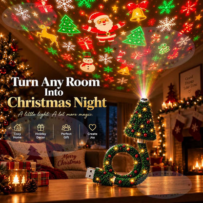 2027Christmas Projector Light, Plug and Play USB Xmas Night Light with 6 Patterns